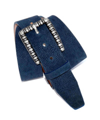 Damen-Vario-Gürtel 4cm Nubuc Struktur -Blue