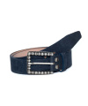 Damen-Vario-Gürtel 4cm Nubuc Struktur -Blue