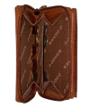 Damen-Geldbörse-Vollleder-Flechteinsatz 9 CC-Slots und Reißverschluss-Kleinfach 14,5 x 10 x 4 cm