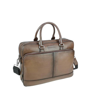 Bugatti Perfo Leder Businesstasche für Damen und Herren mit 15" Laptopfach, Arbeitstasche Aktentasche Große Bürotasche, Braun