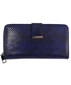 Damen-Geldbörse-PU Reißverschluss BLUE SNAKE Large