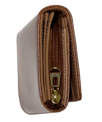 Damen-Geldbörse RFID-Glanz-Design 8  CC-Slots und Reißverschluss-Kleingeldfach Beige