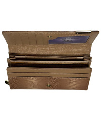 Damen-Geldbörse RFID-Glanz-Design 8  CC-Slots und Reißverschluss-Kleingeldfach Beige