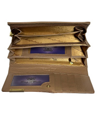 Damen-Geldbörse RFID-Glanz-Design 8  CC-Slots und Reißverschluss-Kleingeldfach Beige