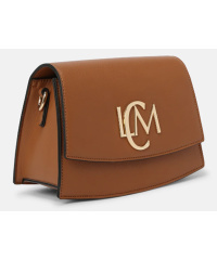 L.CREDI Damen-Flap-Bag LAURETTA Umhängetasche mit LCM Emblem -Cognac