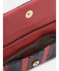 L.CREDI Damen-Cross-Bag LEONORA Flapbag Blau-rot