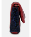 L.CREDI Damen-Cross-Bag LEONORA Flapbag Blau-rot