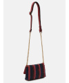 L.CREDI Damen-Cross-Bag LEONORA Flapbag Blau-rot