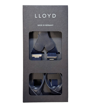 LLOYD-Hosenträger 25 mm uni navy Lederrückenteil und Roll-Clips