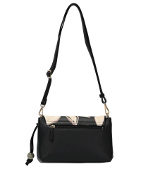 L.CREDI Damen Umhängetasche RABIA | Cross-Bag Schwarz mit Floral-Print