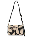 L.CREDI Damen Umhängetasche RABIA | Cross-Bag Schwarz mit Floral-Print