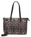 L.CREDI Damen Shopper SALENA – Elegante Nylon-Handtasche im Wild-Look – Leopard Braun-Mix
