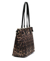 L.CREDI Damen Shopper SALENA – Elegante Nylon-Handtasche im Wild-Look – Leopard Braun-Mix