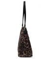 L.CREDI Damen Shopper SALENA – Elegante Nylon-Handtasche im Wild-Look – Leopard Braun-Mix