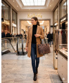 L.CREDI Damen Shopper SALENA – Elegante Nylon-Handtasche im Wild-Look – Leopard Braun-Mix
